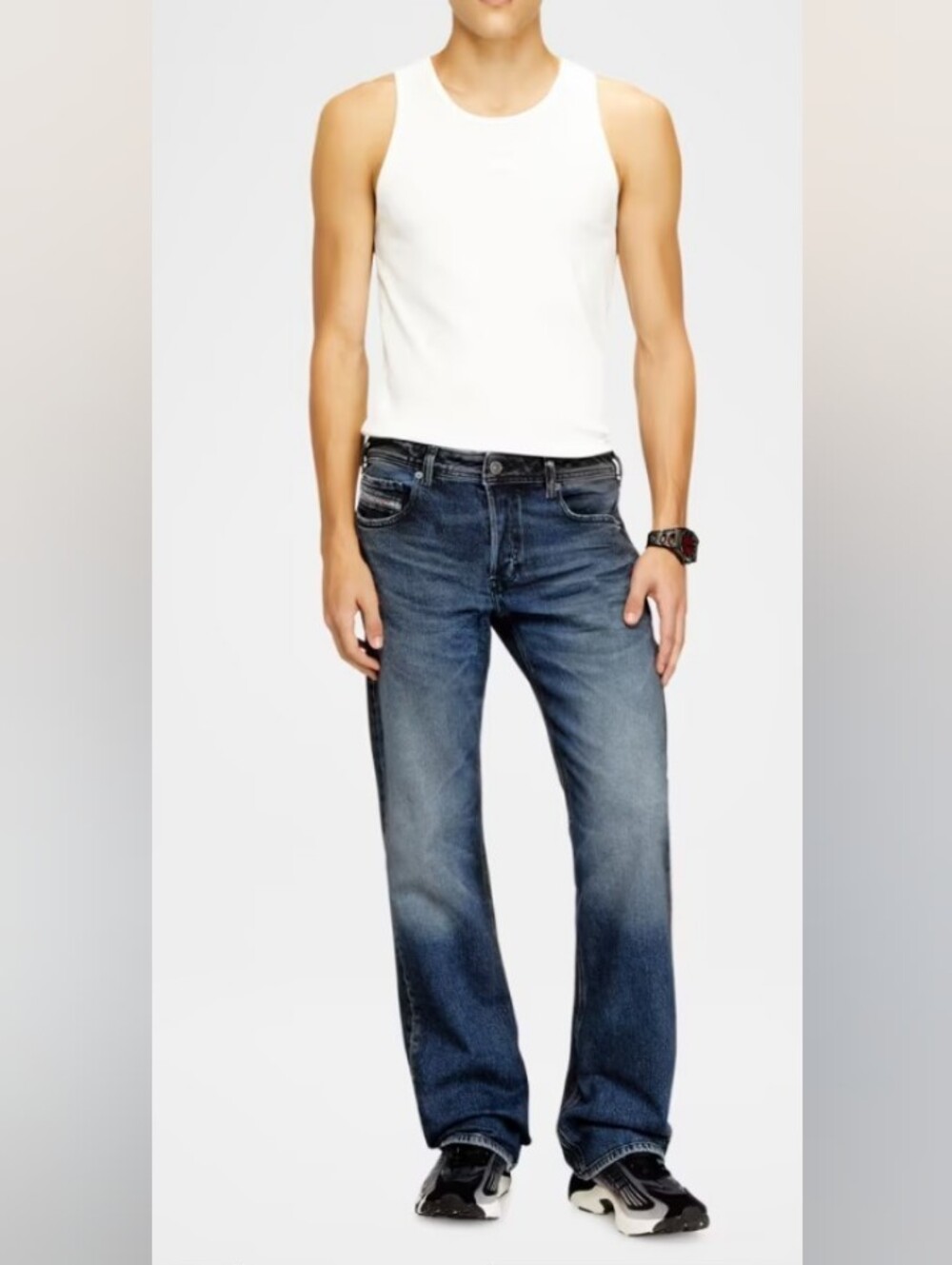 Diesel Men's Washed Denim Straight Leg Jeans